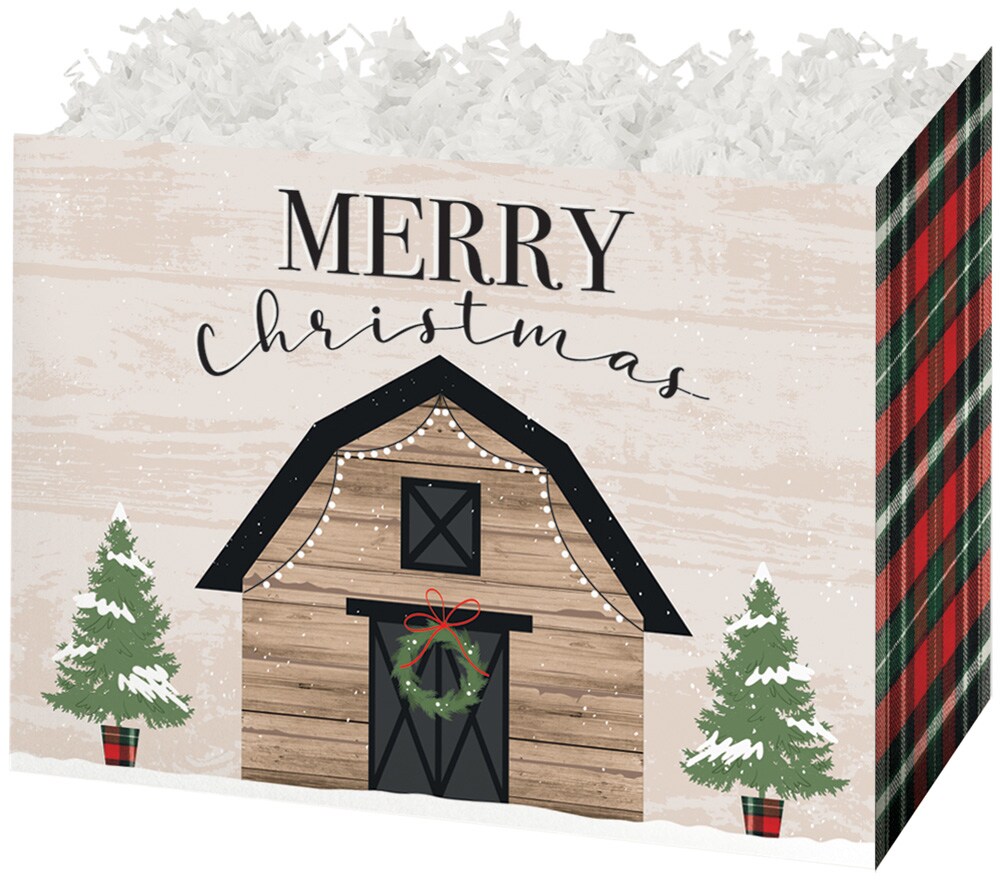 Pack/6: Plaid Farmhouse Basket Box - 6-3/4 x 4 x 5&#x22;