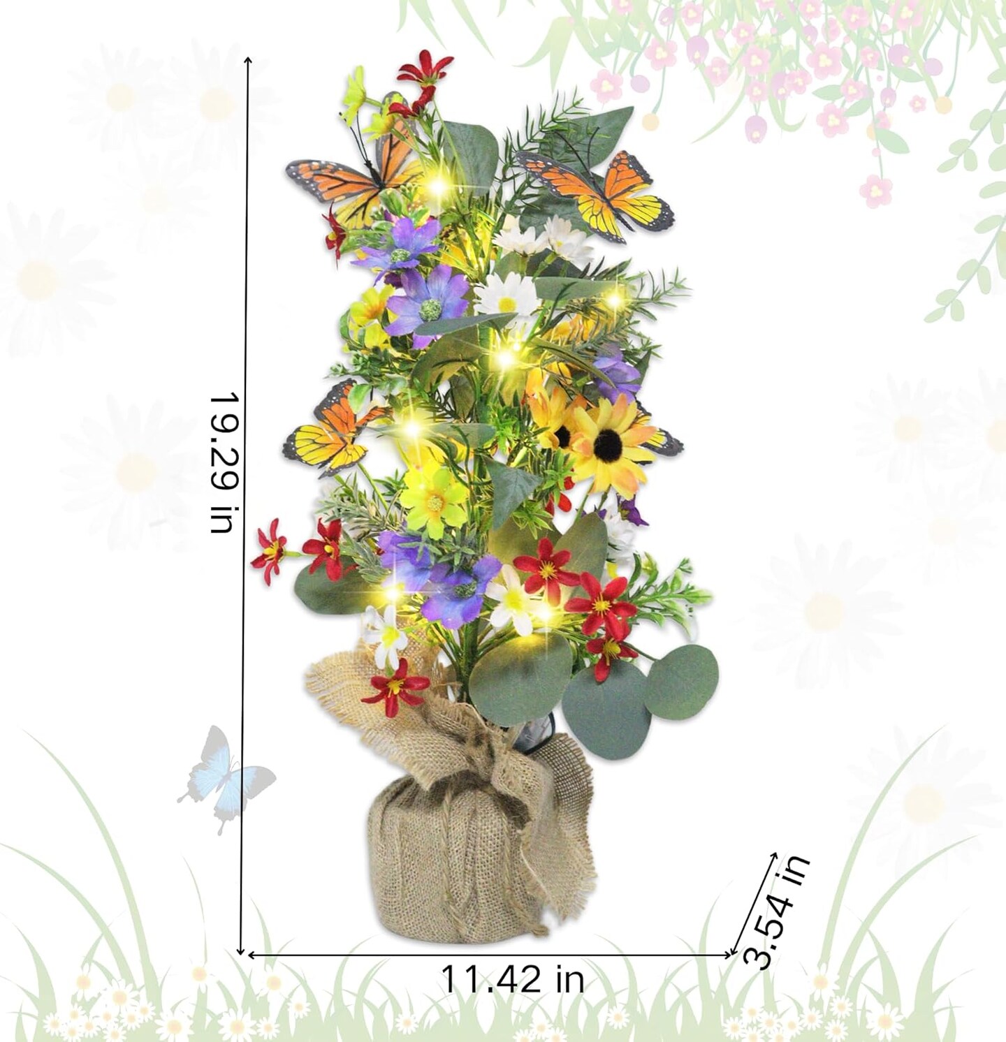 Lighted Trees for Indoor Decor–Artificial Tabletop Tree with Burlap Base