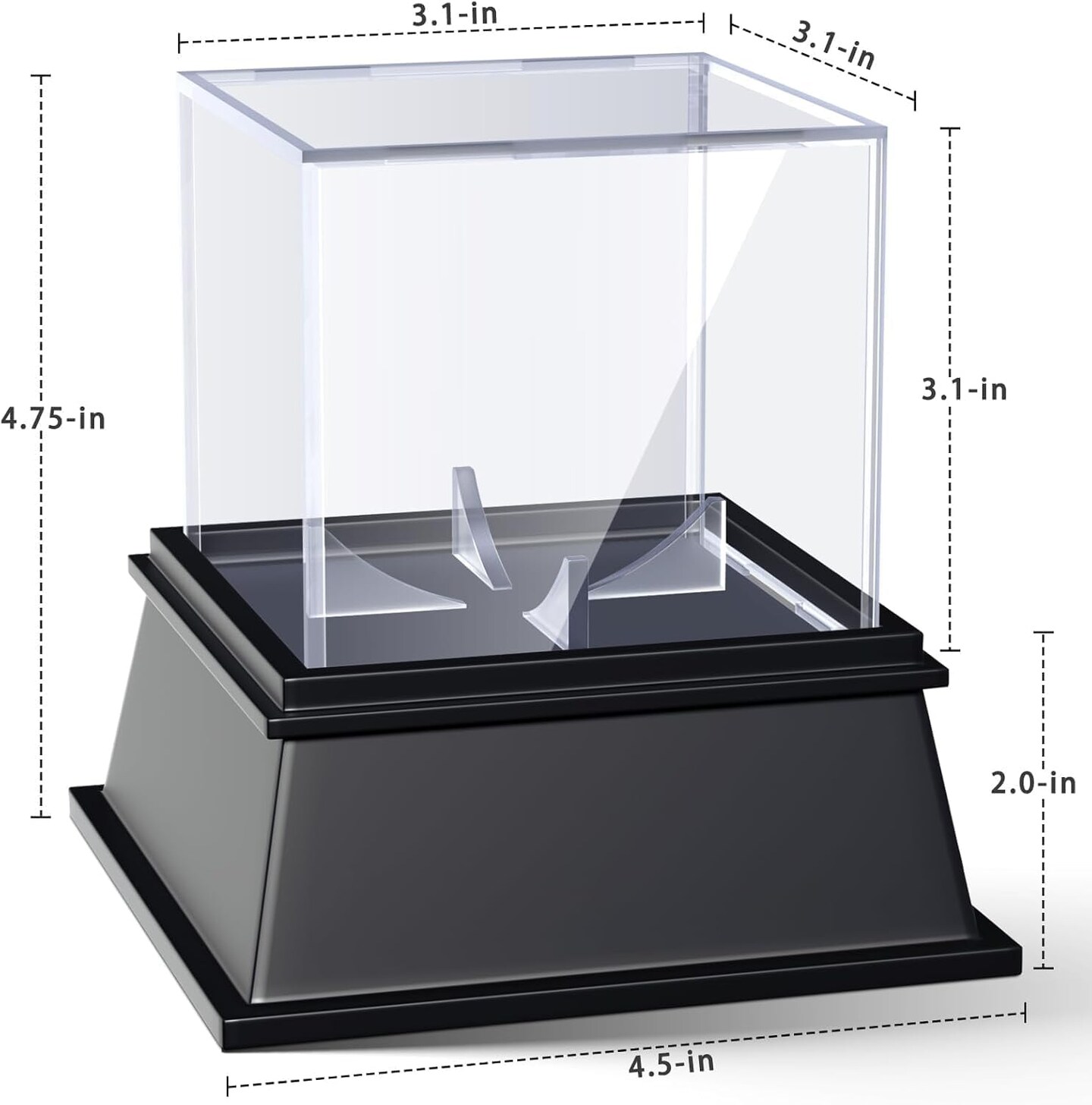 2 Pack Acrylic Baseball Display Case with Sleek Base, Dustproof UV Protected Baseball Case, Transparent Baseball Holder Display Case for Signed Balls Memorabilia, Black