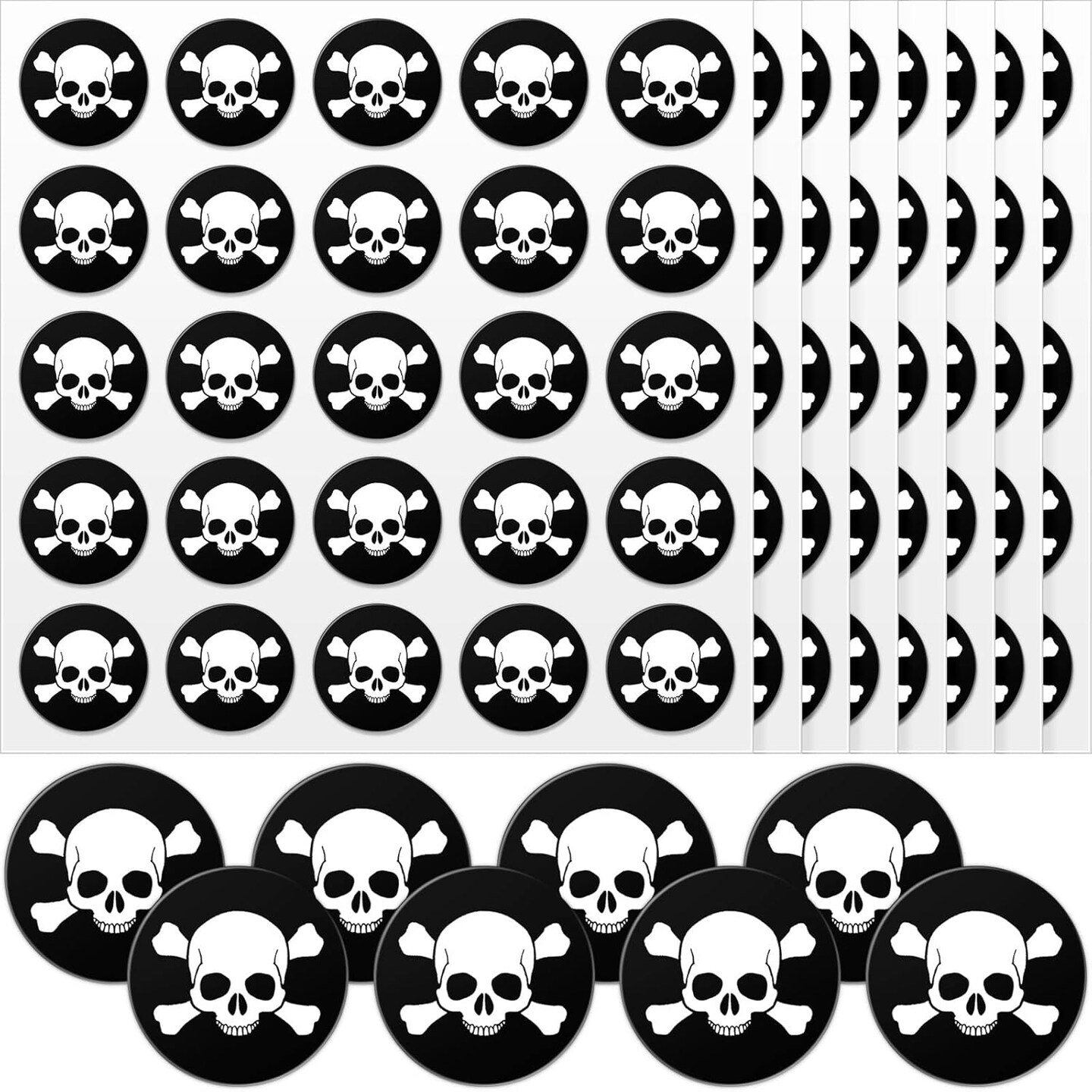 Skull Helmet Award Decals Youth Football Baseball Helmet Stickers 1-1/8'' Vinyl Stickers Self Adhesive Hockey Lacrosse(Black Print White,8 Sheets)