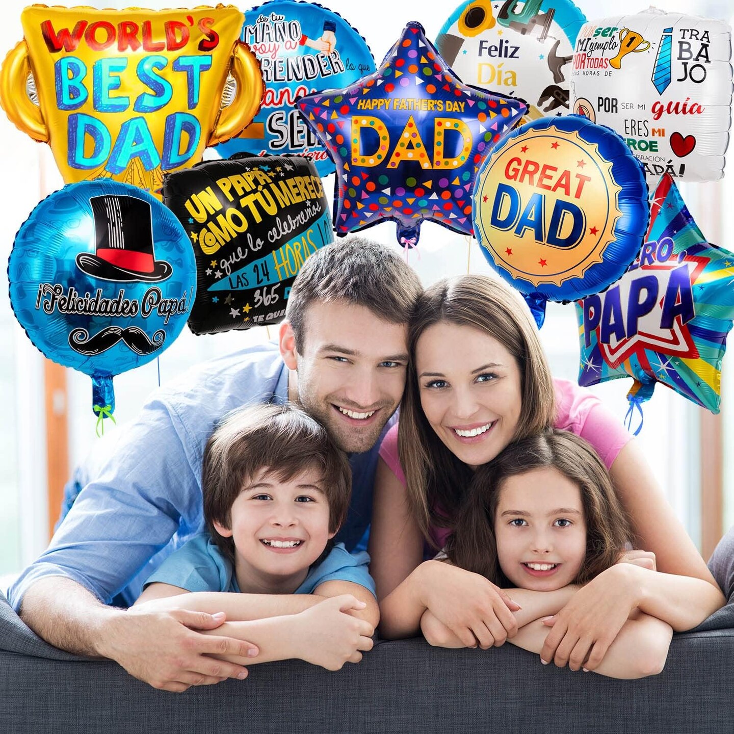 Happy Father&#x27;s Day Balloons, 11Pcs Premium Aluminum Foil Fathers Day Balloons, Large Size Best Dad Day Balloons for Father&#x27;s Day Party Birthday Decorations Supplies