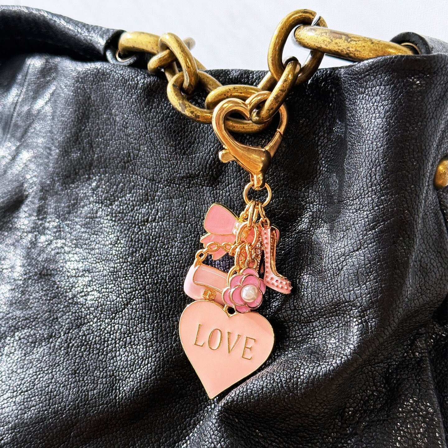 Wrapables Pink Charms Love Heart High Heel Handbag Keychain