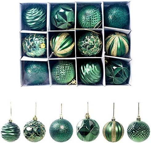 Christmas Balls Ornaments - 12 Pieces - Christmas Tree Decorations - Green