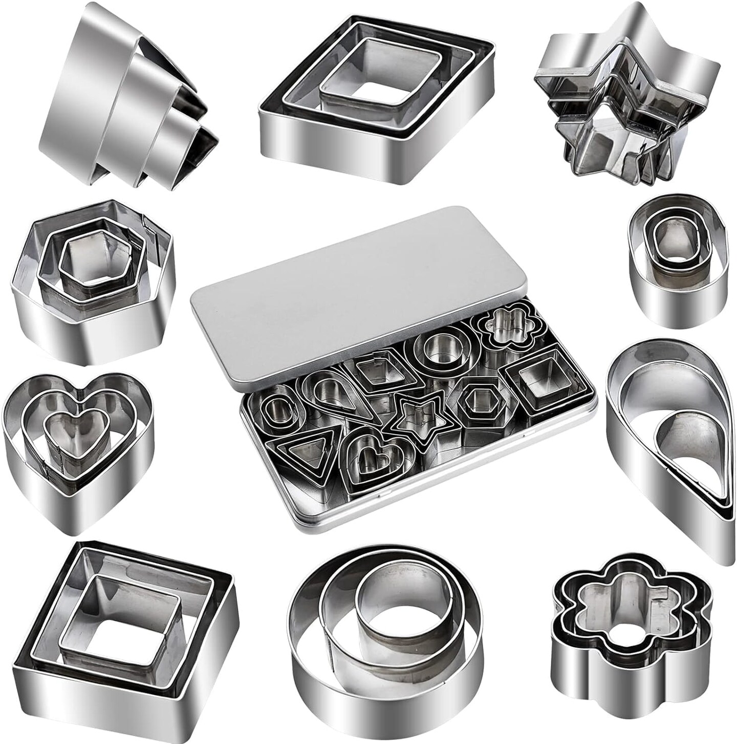 Mini Cookie Cutter Set Tiny Stainless Steel Stamps 30 Pieces