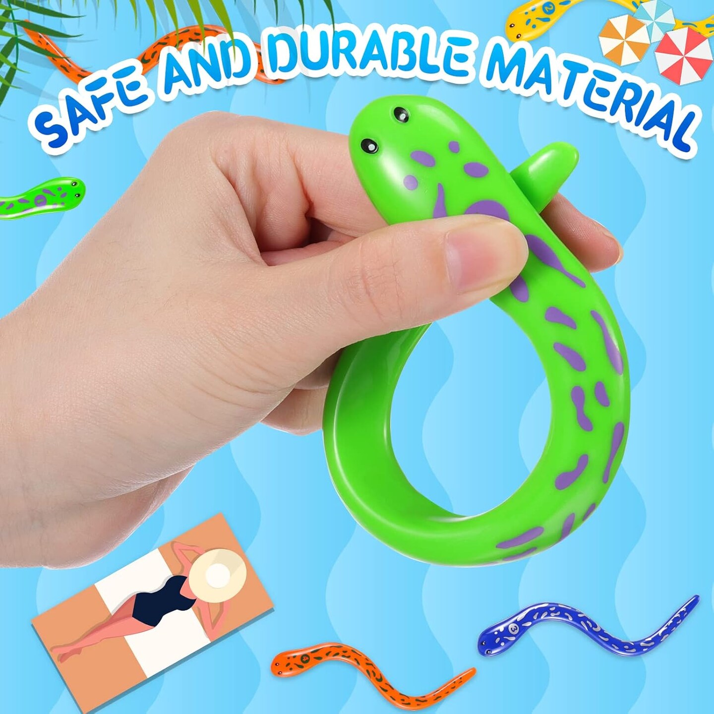 Summer 4 Pieces Dive Eels Catch a Snake Dive Toys Water Snake Toy Swimming Pool Games for Toddlers Boys Girls Teens Adults