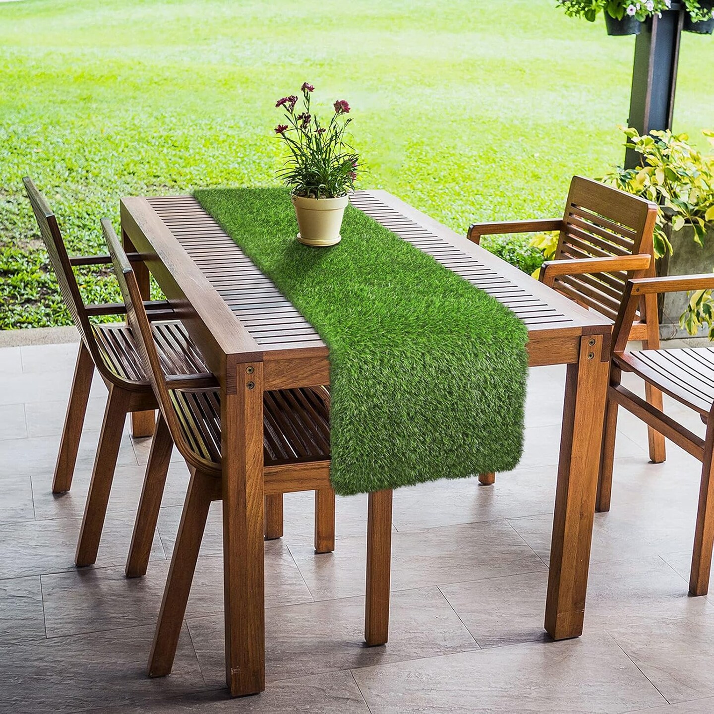 Artificial Grass Table Runners 12 x 108 Inch Synthetic Grass Table Runners Grass Rug Table Decorations for Spring Summer, Wedding, Baby Shower, Party Decor