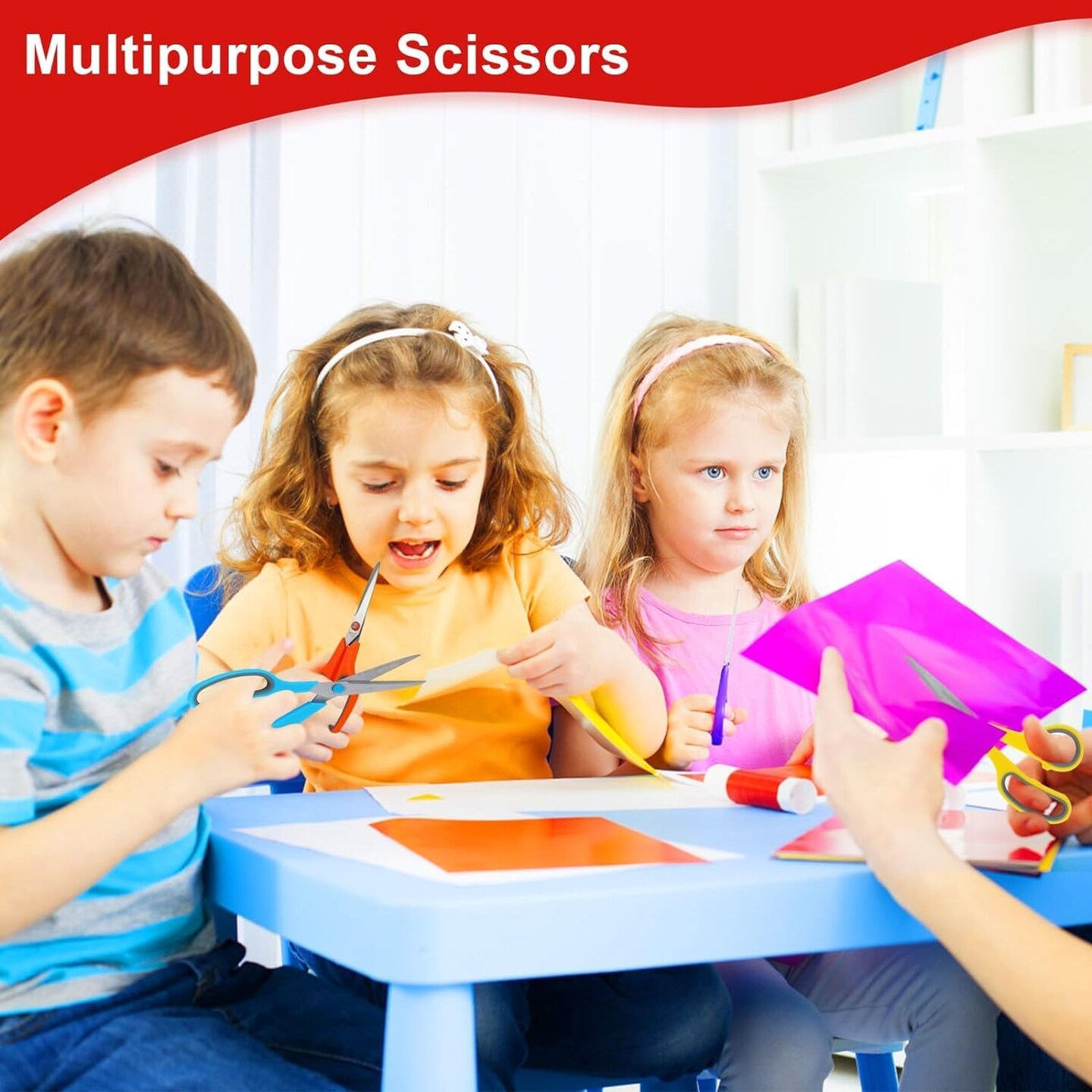 Scissors All Purpose Bulk Set of 18-Pack, Sharp Shears for Office School Supplies Student Teacher Classroom Desk Home Art Craft Sewing Fabric, Comfort Grip, Right/Left Handed