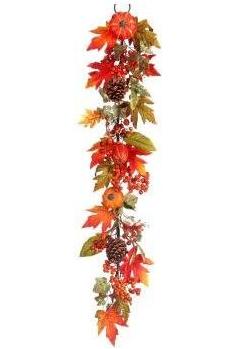 48&#x22; Pumpkin Berry Oak Leaf Garland