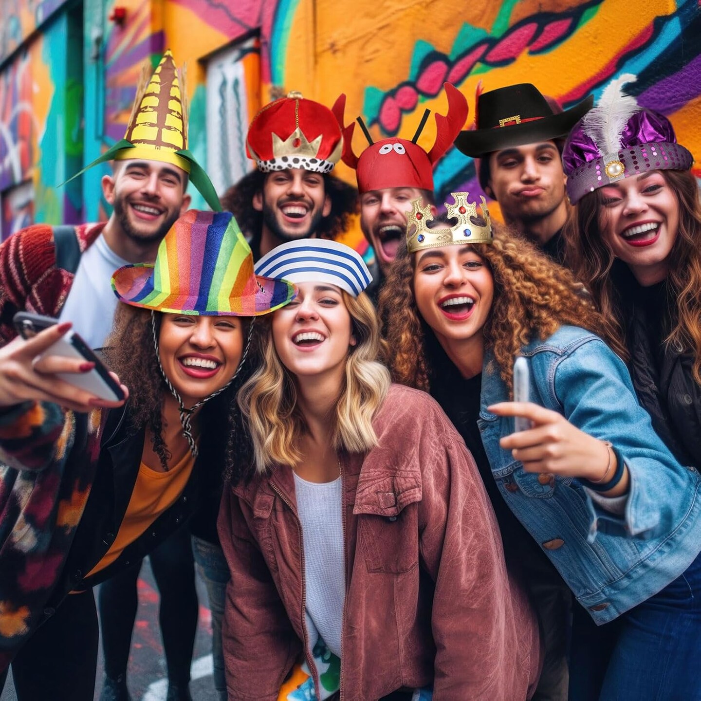 8 Assorted Funny Hats Crazy Jester Photo Booth Props Novelty Party Hats for Carnival, Circus, Wedding, Birthday Costume Accessory