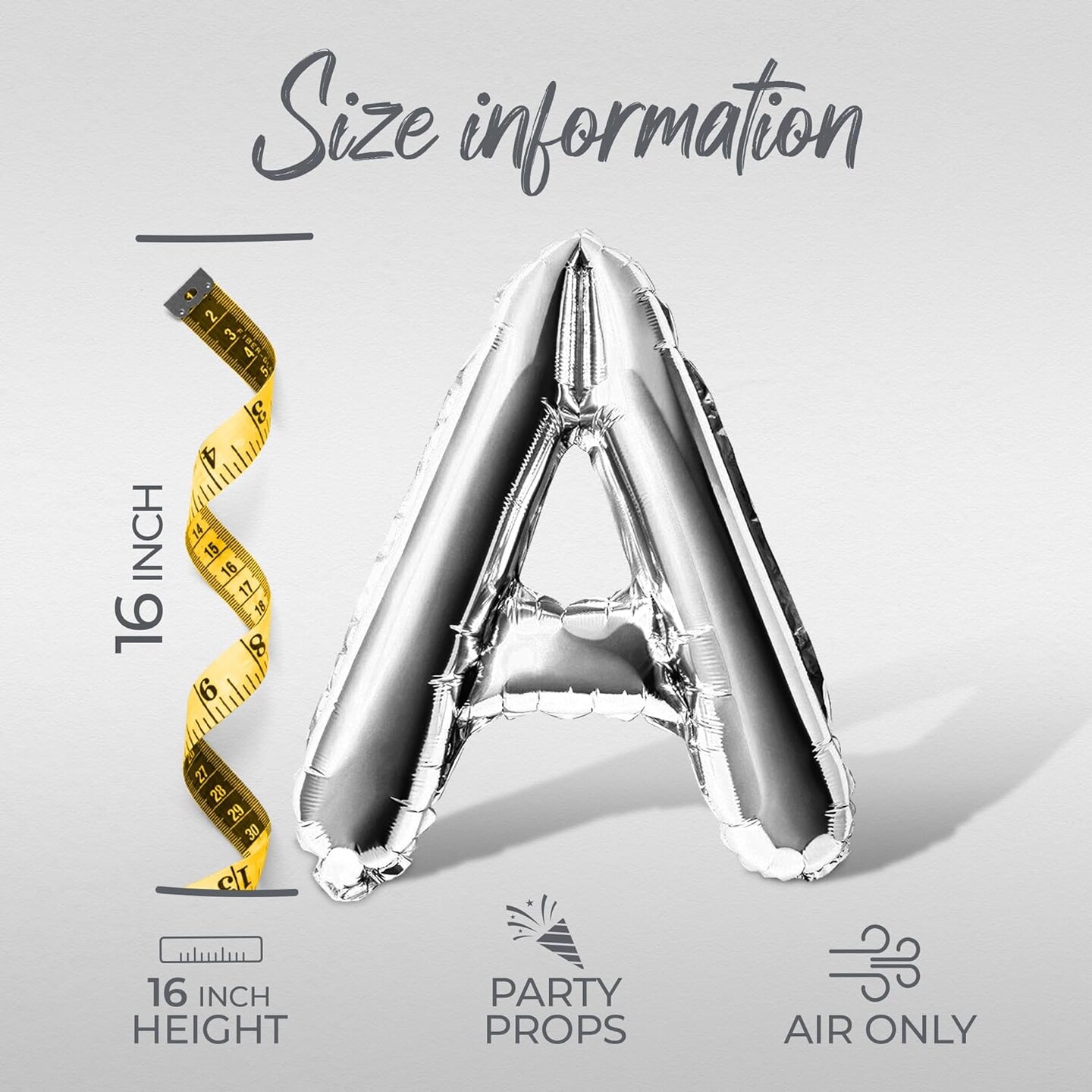 Letter Balloons - BIG BRO 16&#x22; Inch Alphabet Letters Foil Mylar Balloon Baby Shower or Birth Announcement Photo Shoot Balloon Banner (Silver)