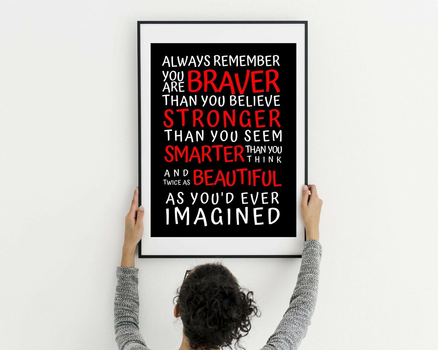 Artwork Always remember You are Braver Stronger Smarter Beautiful Framed wall art 14x18