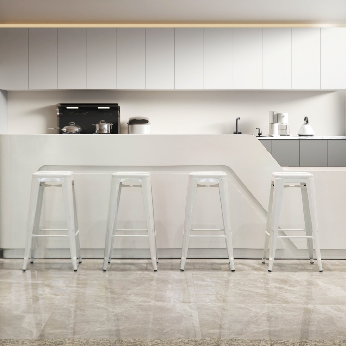 Basicwise 30-inch Backless Metal Bar Stool Stackable Heavy-Duty Counter-Height Chair for Home Bars Patios Kitchen Islands Cafes Restaurants Bistros and Dining Areas for Indoor &#x26; Outdoor Use