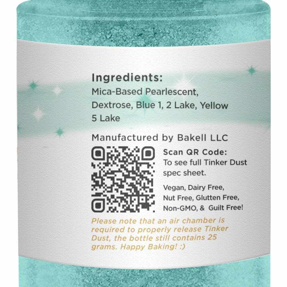 Bakell - Turquoise Tinker Dust Edible Glitter (25g, 1x Spray Pump) for Food, Desserts, and Beverages!