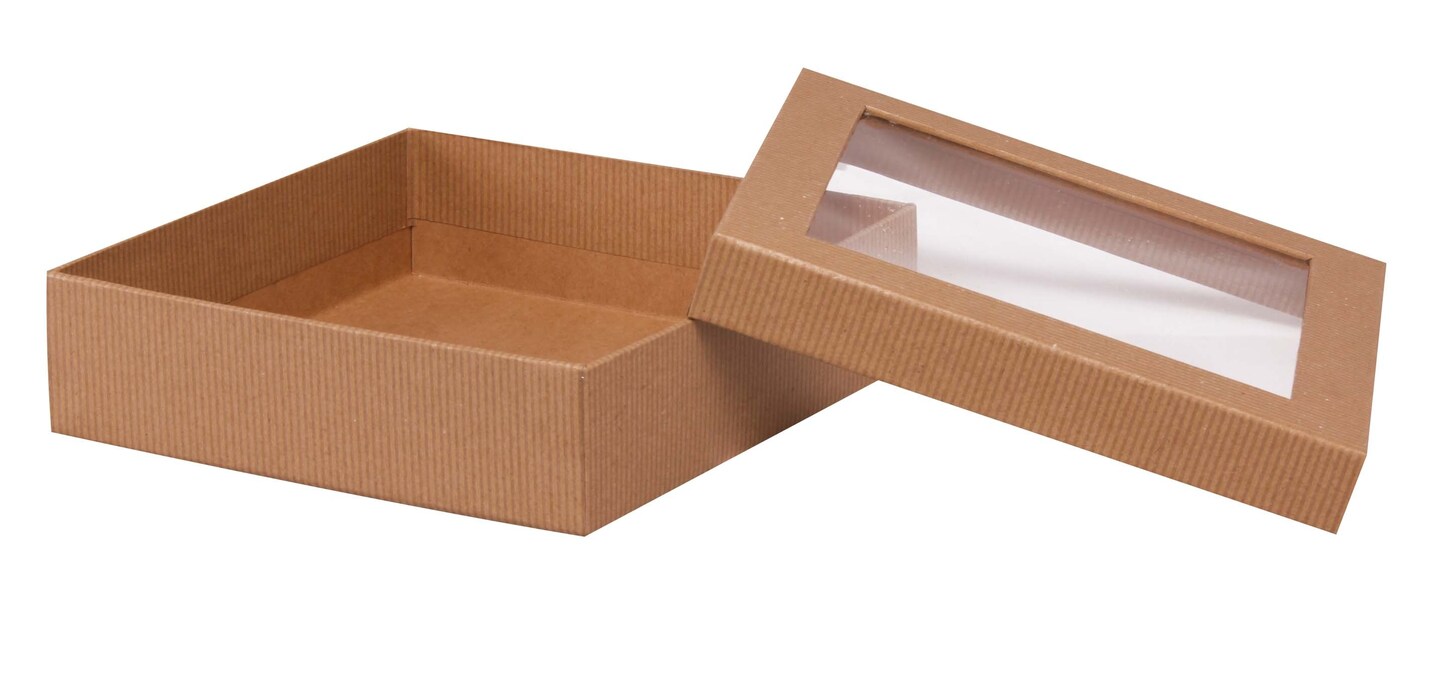 Kraft Stripes Window Gift Box