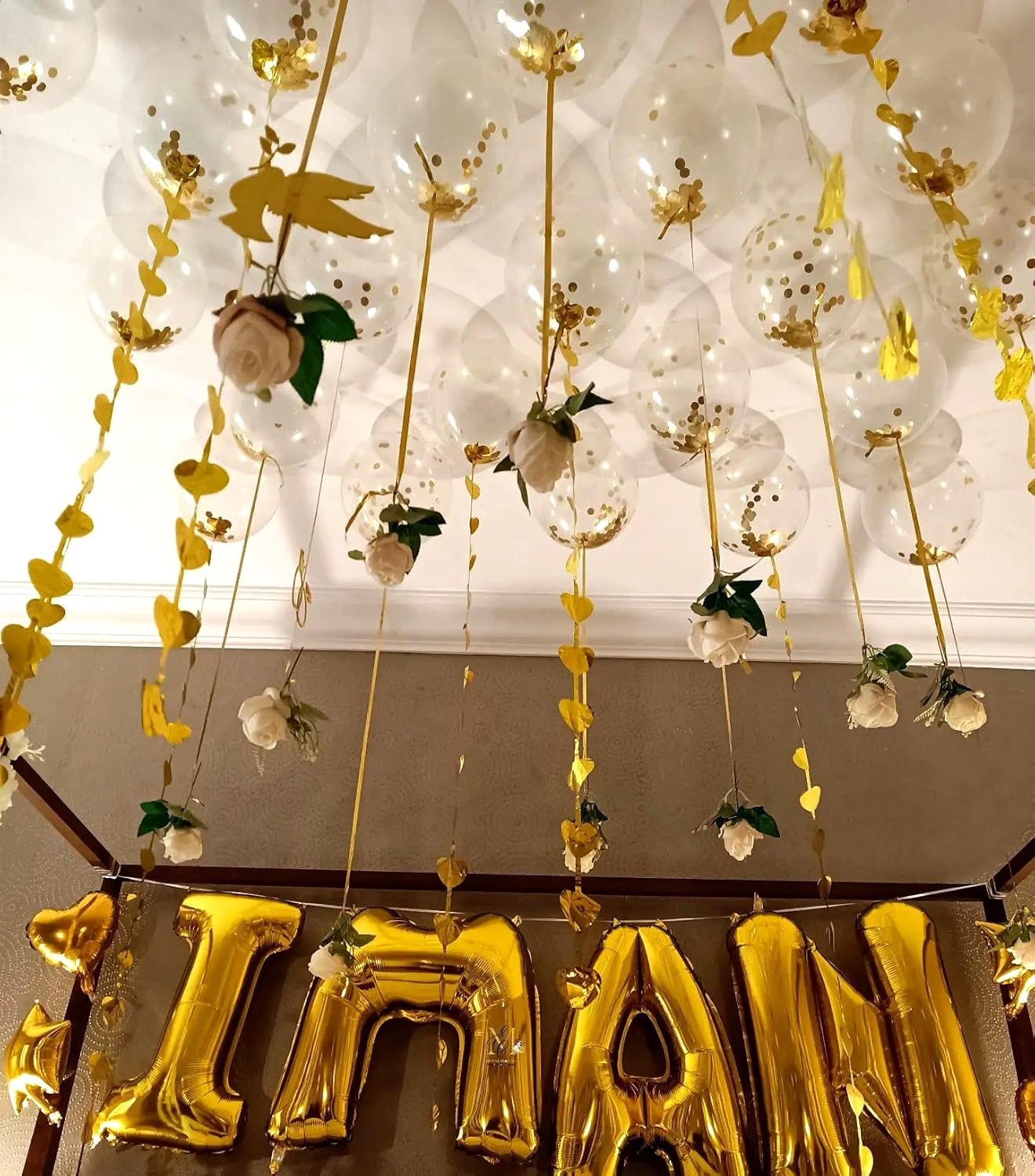 Gold Confetti Latex Party Balloons - 60 Pack 12 inch Helium Gold Confetti Balloons for Wedding Graduation Baby Shower Birthday Party Decorations