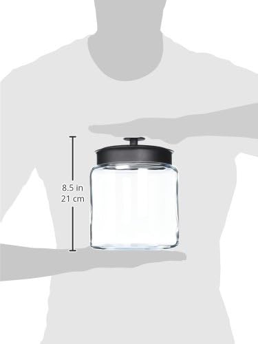 Hocking 96 Ounce Mini Montana Glass Jar with Lid (4 piece, black metal, dishwasher safe)