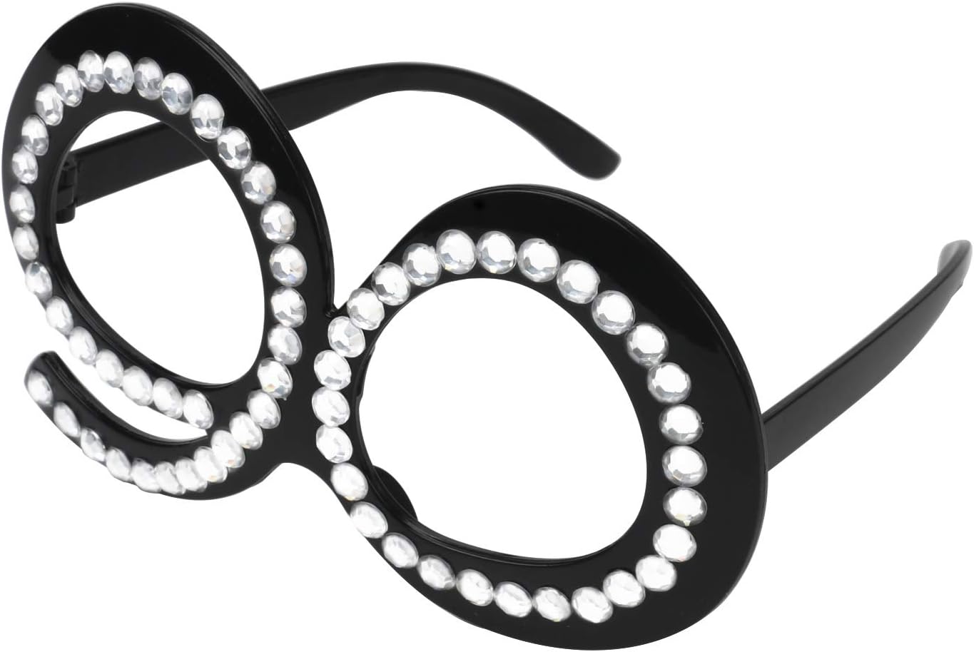 90th Birthday Glasses - Funny Photo Booth Props for Anniversary Celebration Decoration, Plastic Frame with Crystal Party Favors, Novelty Eyewear for Kids and Adults 6 Pack