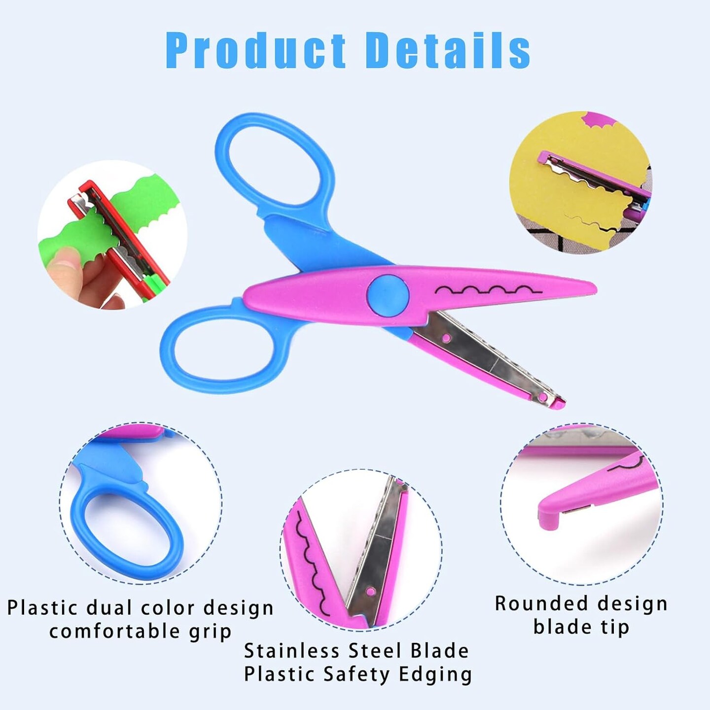 6-Pack Decorative Edge Scissors – 5" Serrated Craft Scissors for DIY, School & Fancy Designs