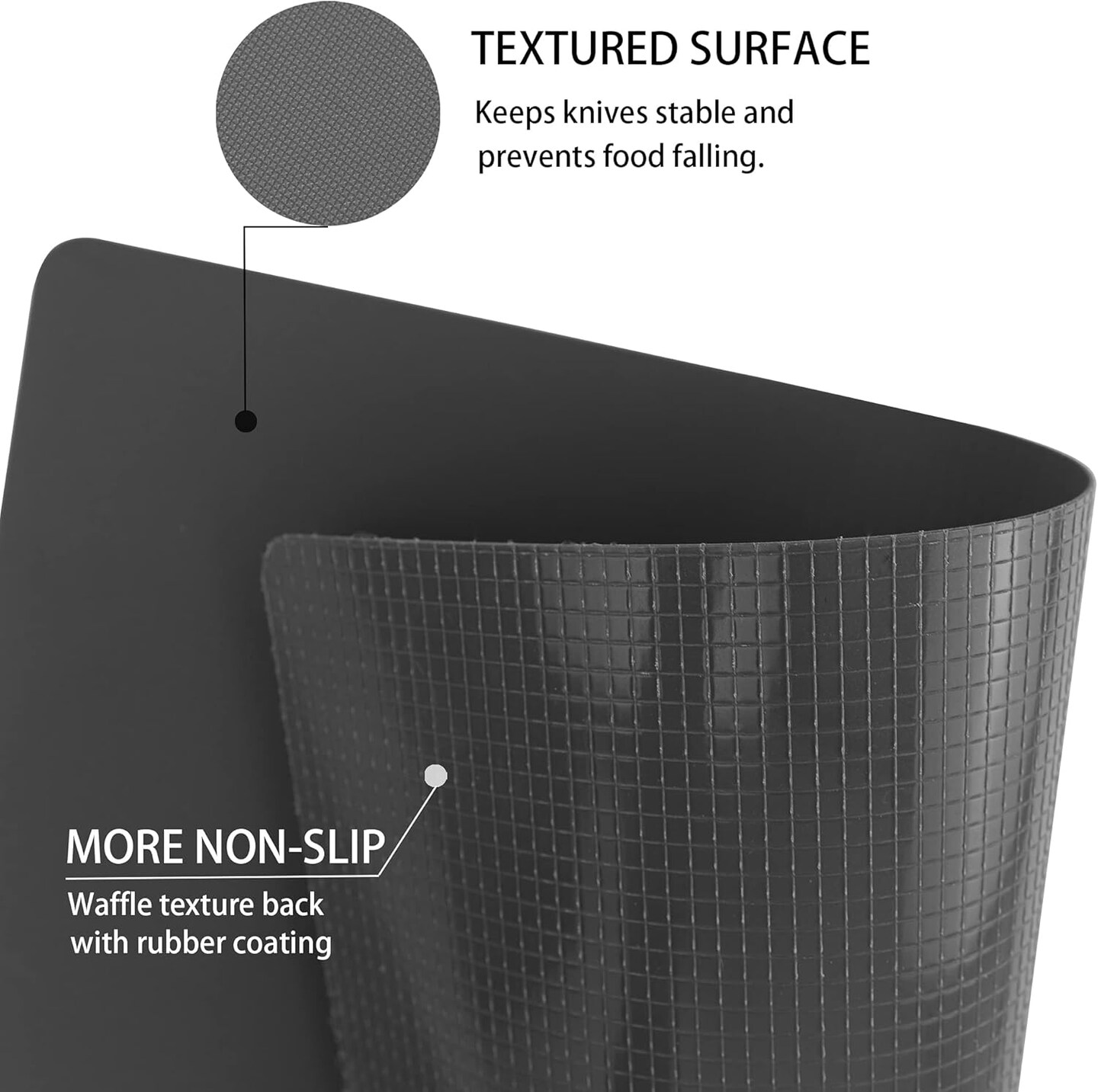 3-Piece Flexible Plastic Cutting Board Set – Color-Coded, Non-Slip, Gray 15x12”