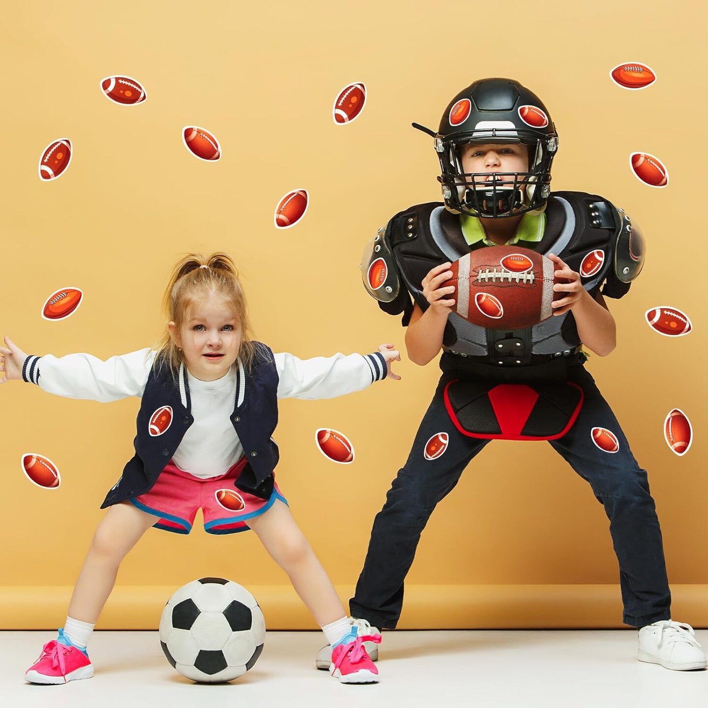600Pcs Football Stickers for Kids, Self Adhesive Football Sports Stickers, Sports Ball for Poster Board Water Bottles Scrapbook Team Present Birthday Gathering Supplies