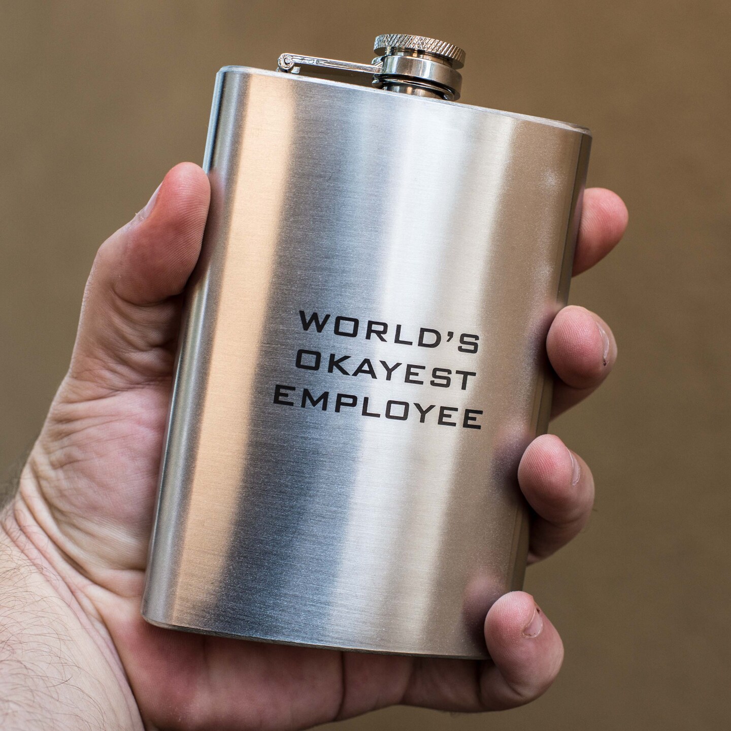 8oz World&#x27;s Okayest Employee Stainless Steel Flask