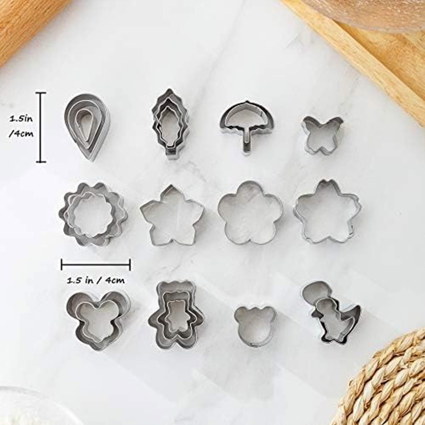 Mini Tiny Stainless Steel Cookie Cutters 30 Pieces