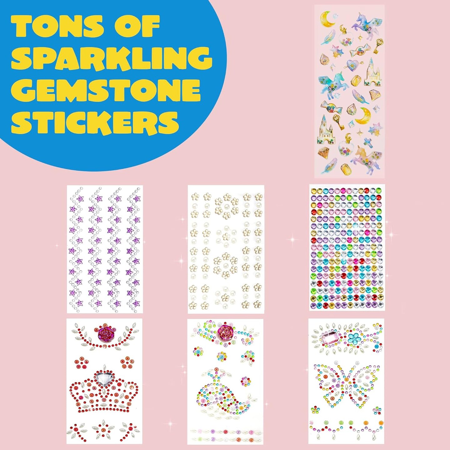 Decorate Your Own Baseball Cap with 7 Sheets Gems Stickers, Art & Crafts Kit