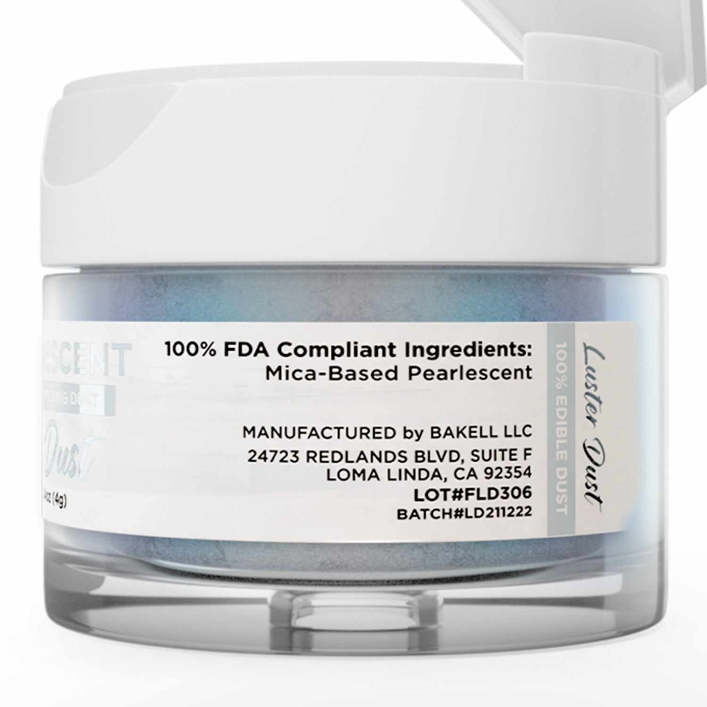 Bakell - Blue Iridescent Luster Dust (4g, 1x Jar) Edible Vegan Dust &#x26; Paint for Baking, Desserts and Beverages