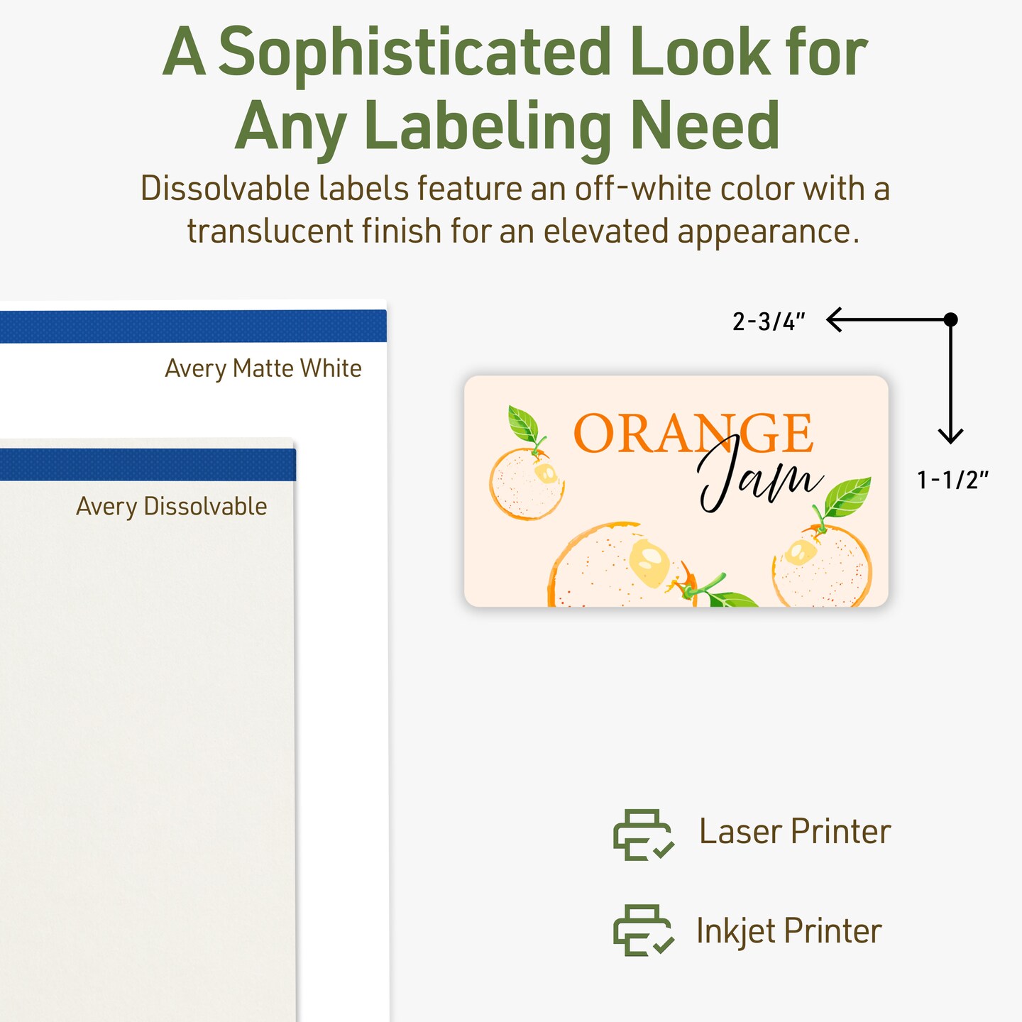 Avery Dissolvable Labels, 1.5&#x22; x 2.75&#x22; Rectangle
