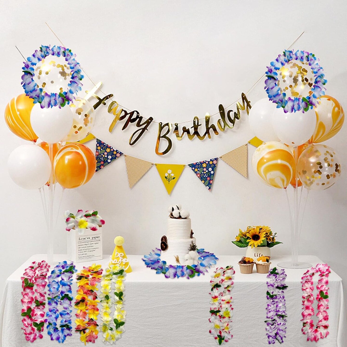6 Counts Summer Garland Hawaiian Leis Bulk,leis for luau party,hawaiian leis for adults,beach party favors for adults,Summer Beach Vacation,Theme Party Decorations