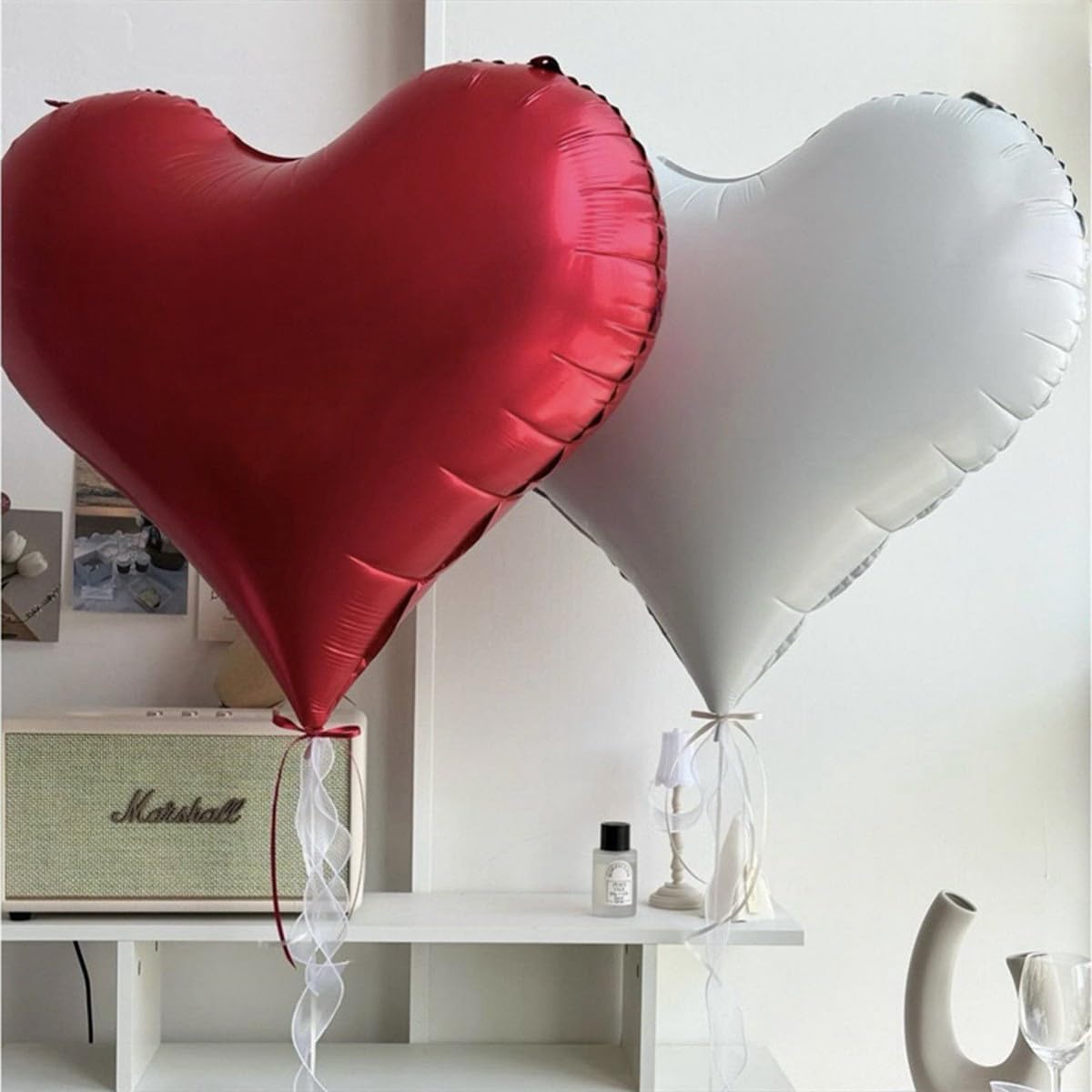 20 Inch Red Heart Mylar Foil Balloons 6 Pcs Large Red Heart Aluminum Foil Helium Balloons for Girls Women Birthday Bridal Engagement Wedding Anniversary Baby Shower Party Decorations