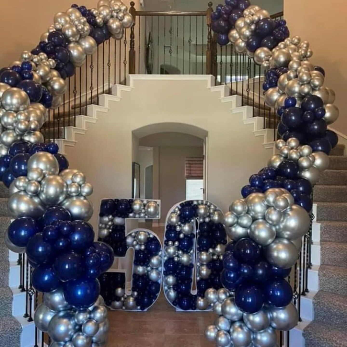 Royal Blue and Silver Balloon Garland Kit, Blue and Silver Balloons,Navy Blue and Silver Balloons with Royal Blue and Silver Balloon