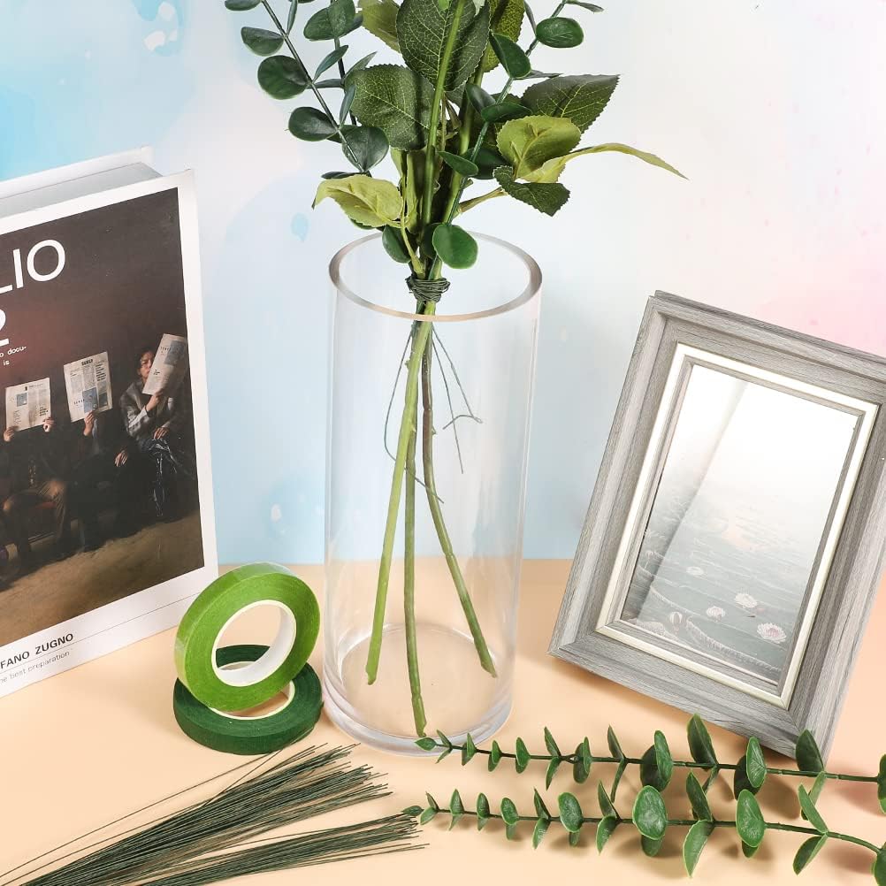 Floral Wire 26 Gauge, 100 Pcs Green Florist Flower Wire Stems for Crafts, Bouquet Stem Wrapping, Wreath Making, Flower Arrangement Supplies (14 Inch)