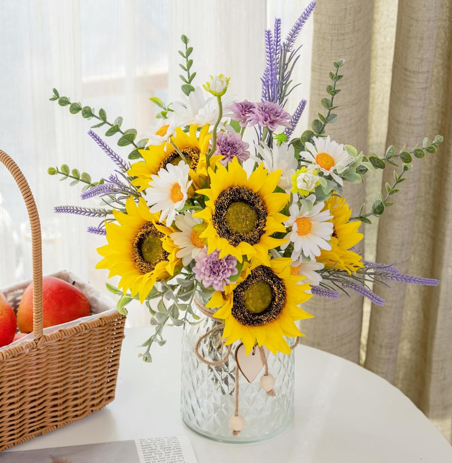 Artificial Faux Flowers in Vase for Home Decor Centerpiece