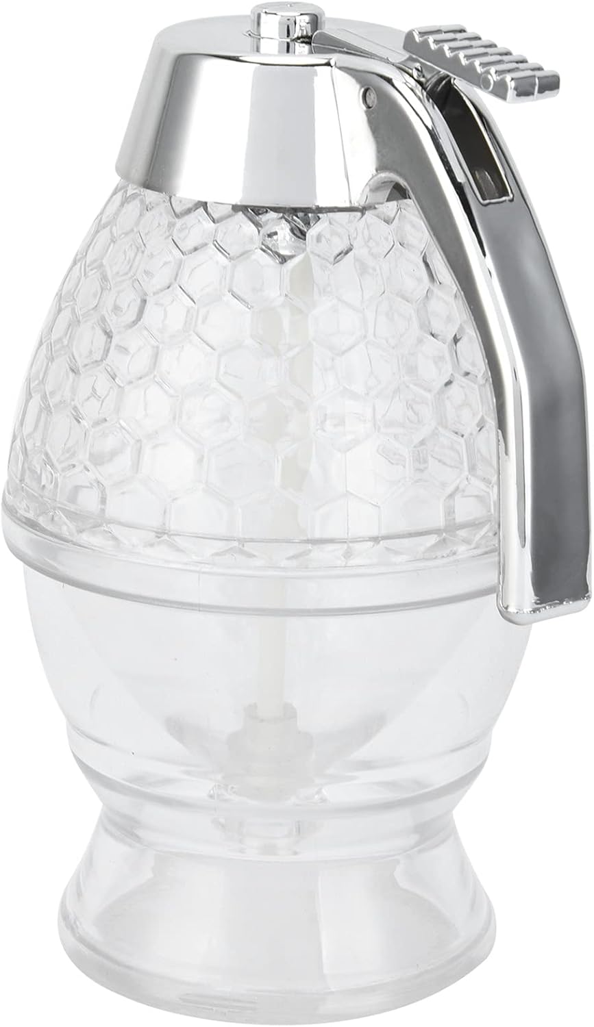 Honey Dispenser No Drip Glass, Honey Dispenser with Stand Clear Honey Pot Honey Jar for Syrup Sugar Sauces, Honey Container Maple Syrup Dispenser Glass Syrup Container
