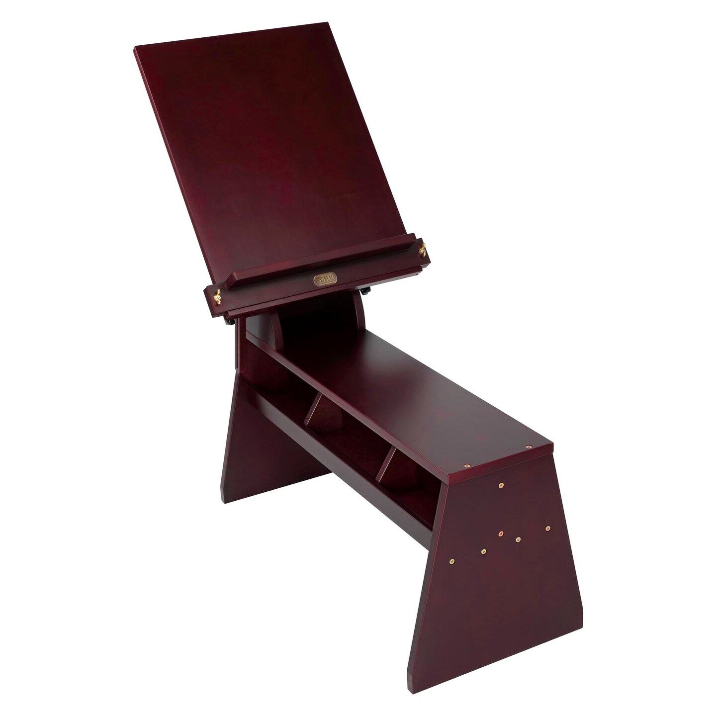 SoHo Urban Artist Adjustable Drawing Horse Easel - Sturdy Beechwood with Mahogany Finish, 18&#x22; x 23-3/8&#x22; Drawing Board, Full Size Artist Easel with Storage Bench Improves Posture, Compact Footprint