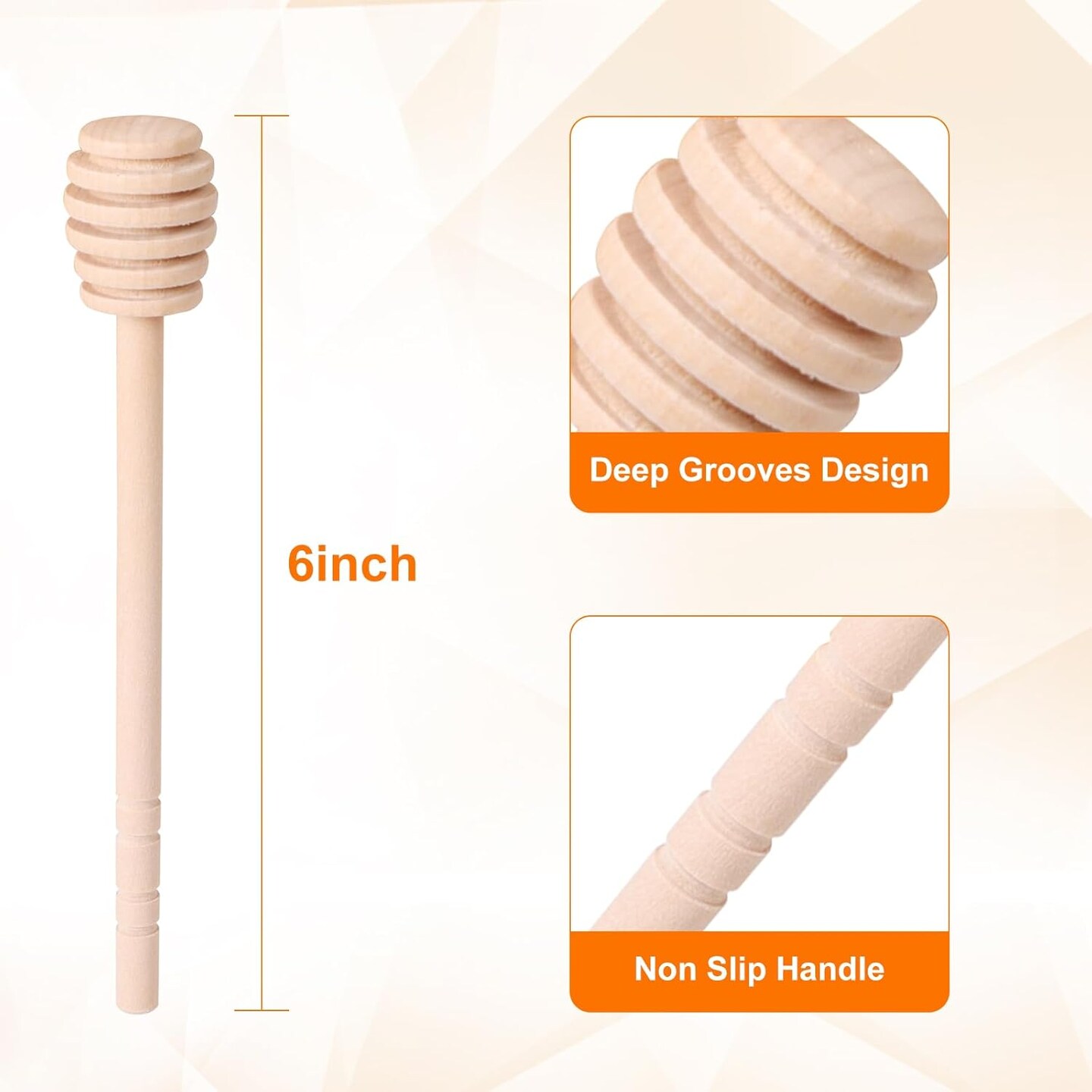 22 PCS Wooden Honey Sticks Dipper 6 Inch, Individually Wrapped Mini Honeycomb Honey Stirrer Stick For Honey Jar Dispense Drizzle Honey and Wedding Party Favors Gift