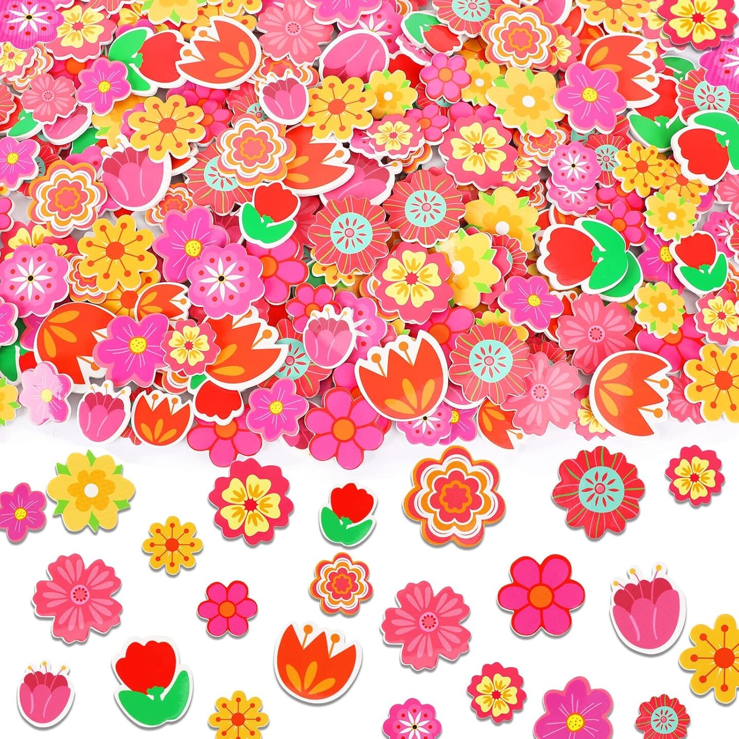 Flower Foam Sticker, 300Pcs Bulk Spring Self-Adhesive Foam Stickers Colorful Mixed Stickers for Kids Party DIY Crafts Favor Decorations Supplies