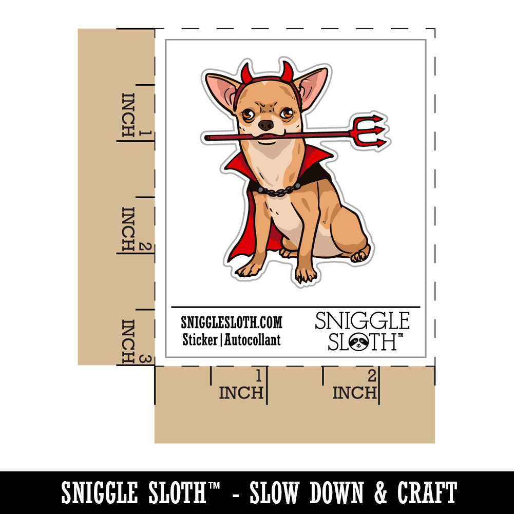 Water Bottle Sticker Set Chihuahua In Devil Costume Halloween Funny Cute Waterproof Vinyl Stickers Pack Decal, Skateboard, Laptop, Car, Window, Bumper - 5 Pack