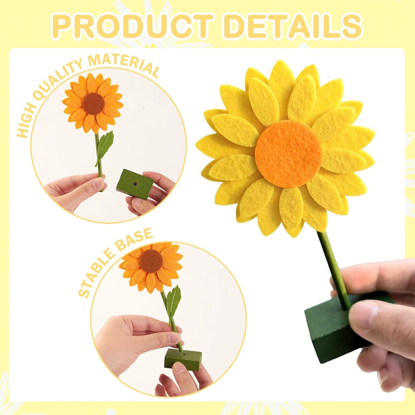 8PCS Sunflower Felt Table Centerpieces – Birthday & Baby Shower Decorations