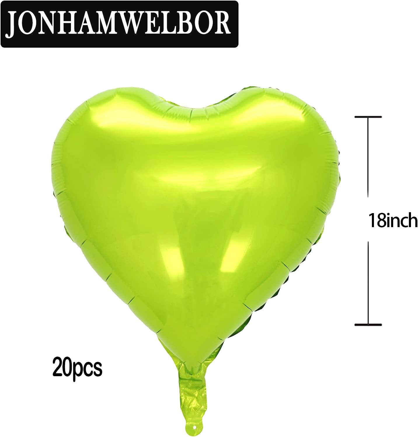20Pcs 18 inch Lime Green Foil Mylar Heart Shape Balloons Decorations Valentines Birthday Wedding Baby Shower Party (Green and Lime Green)