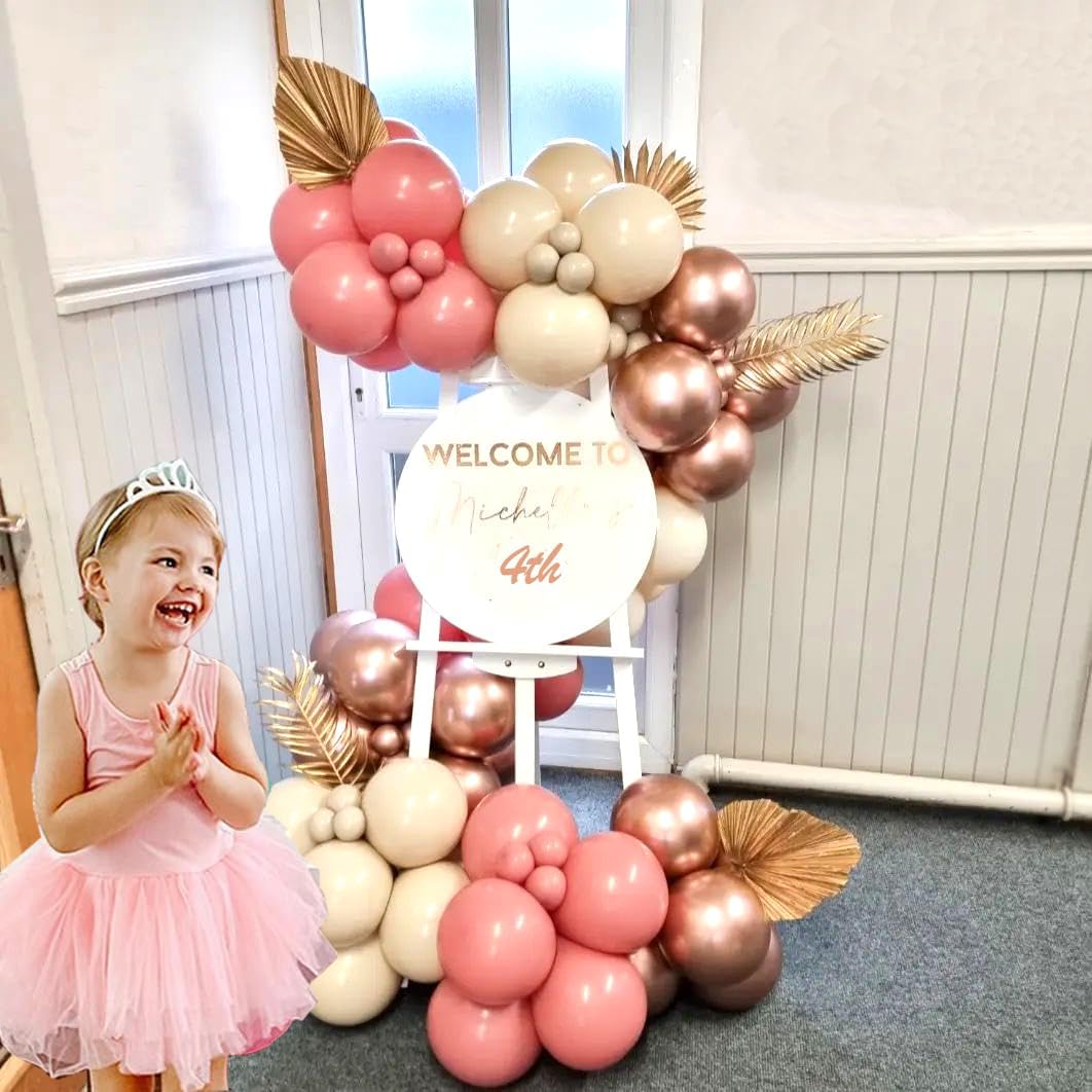 60-Pack Retro Blush Pink Latex Balloons 12in – Dusty, Beige & Rose Gold Metallic Party Decor