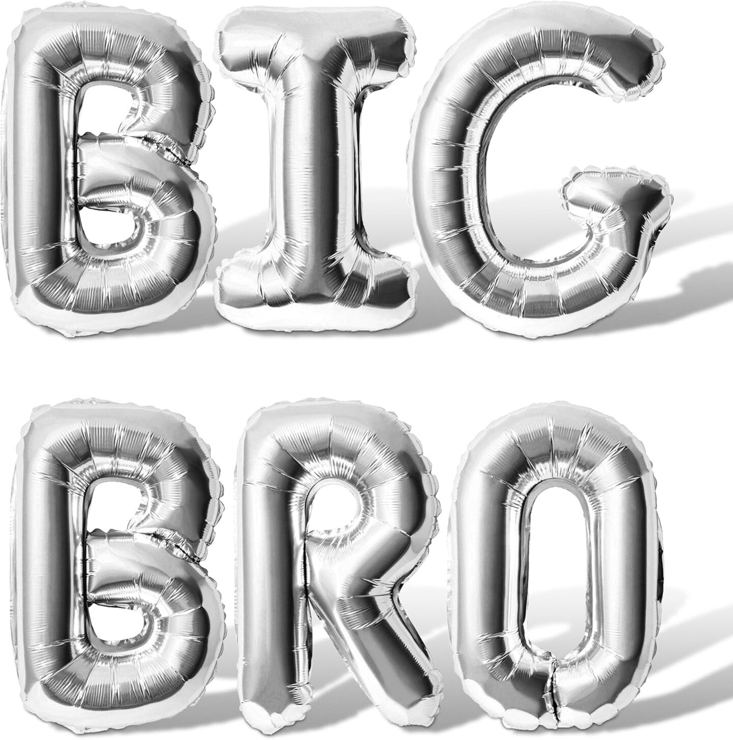 Letter Balloons - BIG BRO 16&#x22; Inch Alphabet Letters Foil Mylar Balloon Baby Shower or Birth Announcement Photo Shoot Balloon Banner (Silver)