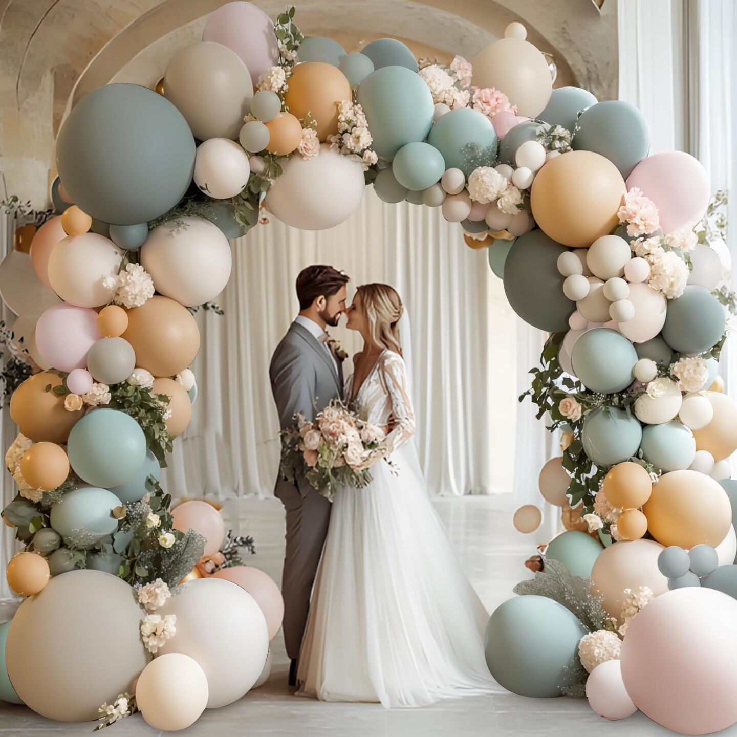 Dusty Green & Nude Balloon Arch Kit – Pastel Balloons for Wedding & Birthday Party Decor