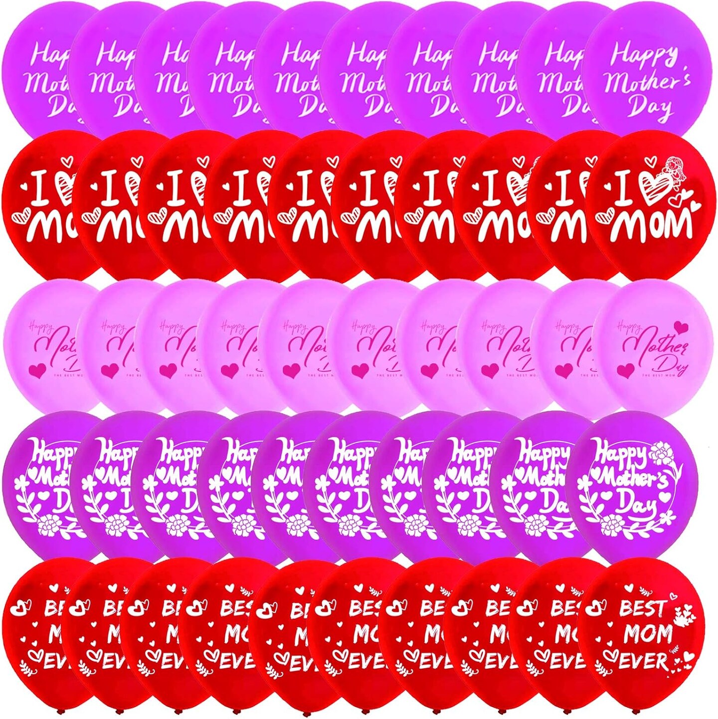 50PCS Happy Mother&#x27;s Day Party Decorations Latex Balloons - Mothers Day/Best Mom Ever Party Supplies Favors Wall Decor Balloon