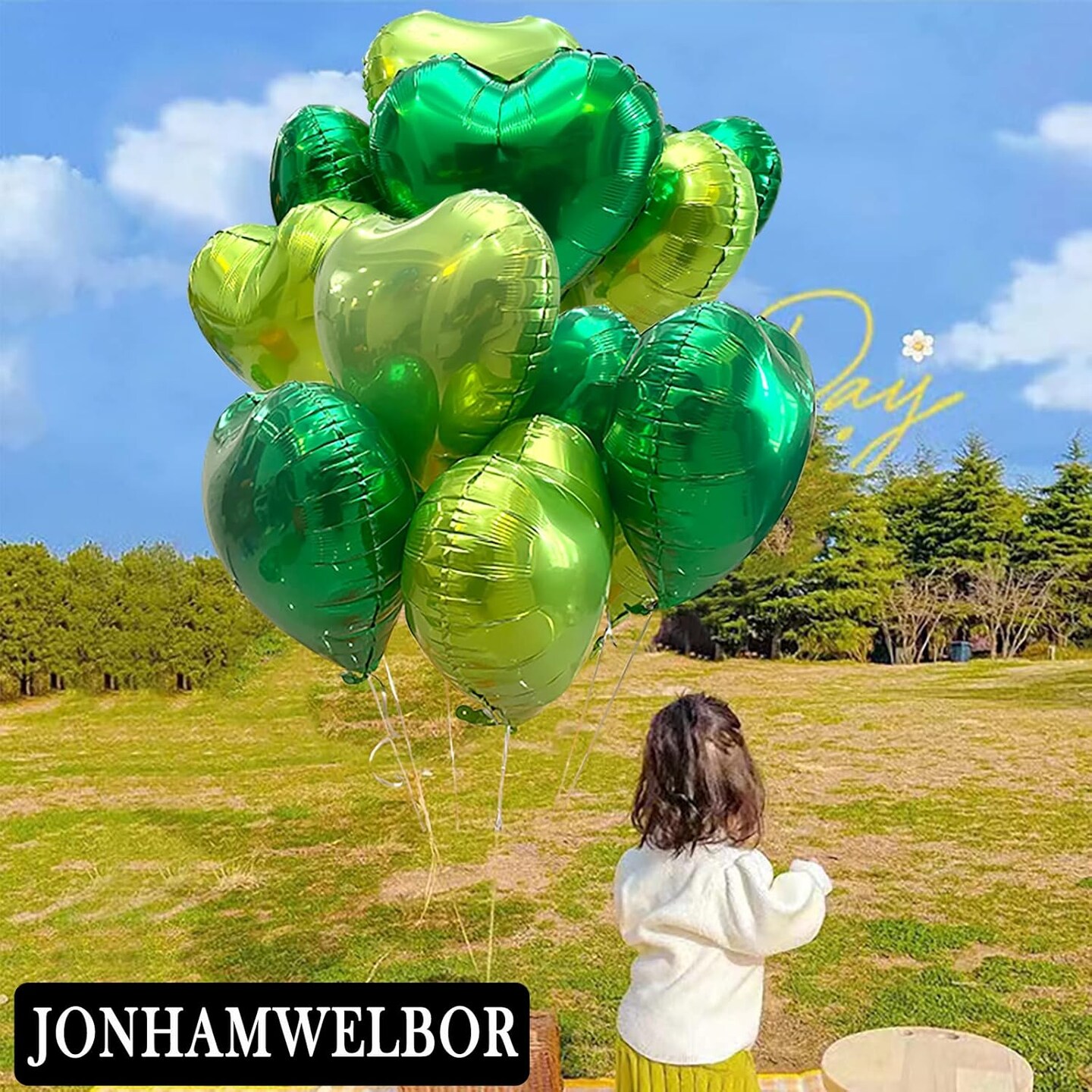 20Pcs 18 inch Green Foil Mylar Heart Shape Balloons Decorations Valentines Birthday Wedding Baby Shower Party (Emerald Green)