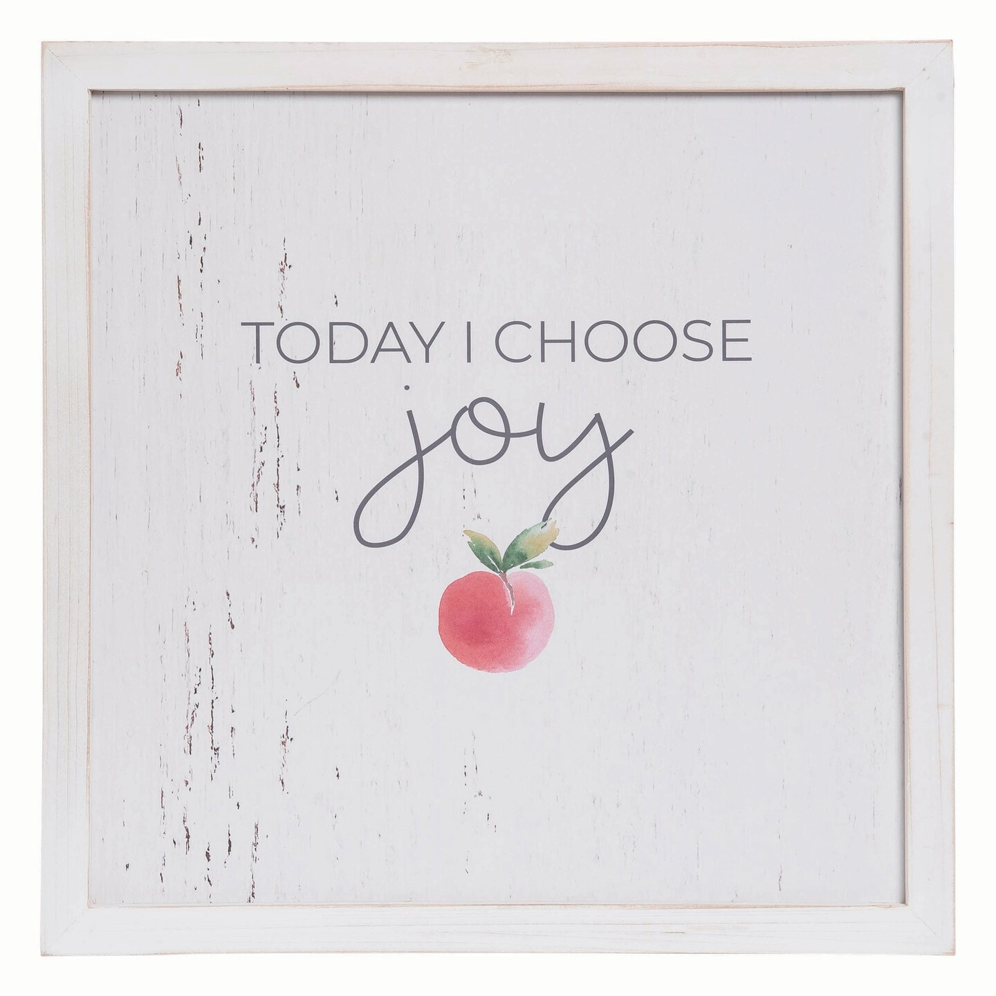 Transpac Wood 18.12 in. Off-White Spring I Choose Joy Whitewash Peach Wall Decor