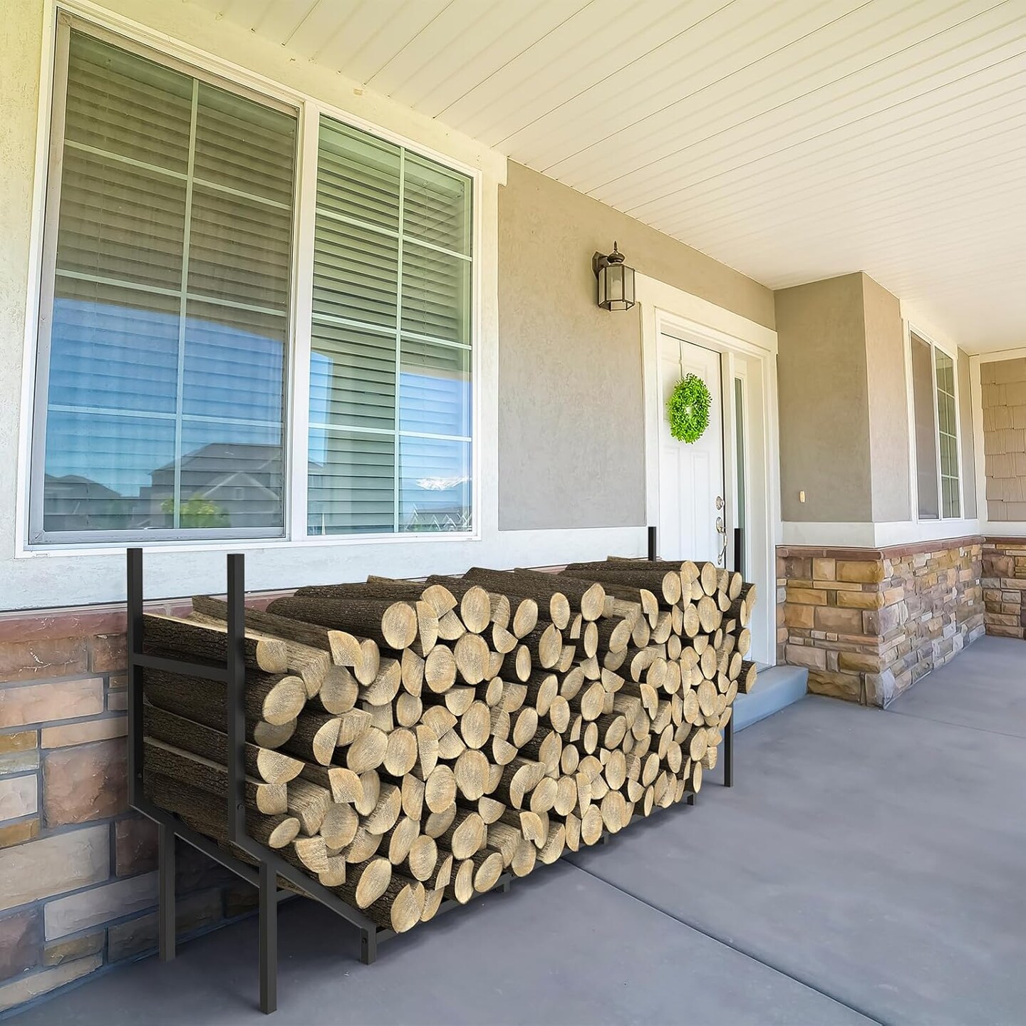 6FT Heavy-Duty Outdoor/Indoor Firewood Rack &#x2013; Large Capacity Log Holder for Fireplace, Fire Pit, or Garage, Weather-Resistant Metal Storage with Elevated Base