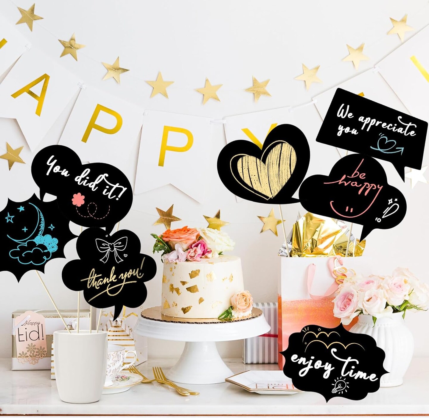 24 PCS Large Blank Photo Booth Props, Writable Chalkboard Black Cards Make Your Own Photo Props Wedding Photo Booth Props Birthday DIY Photo Booth Picture Props