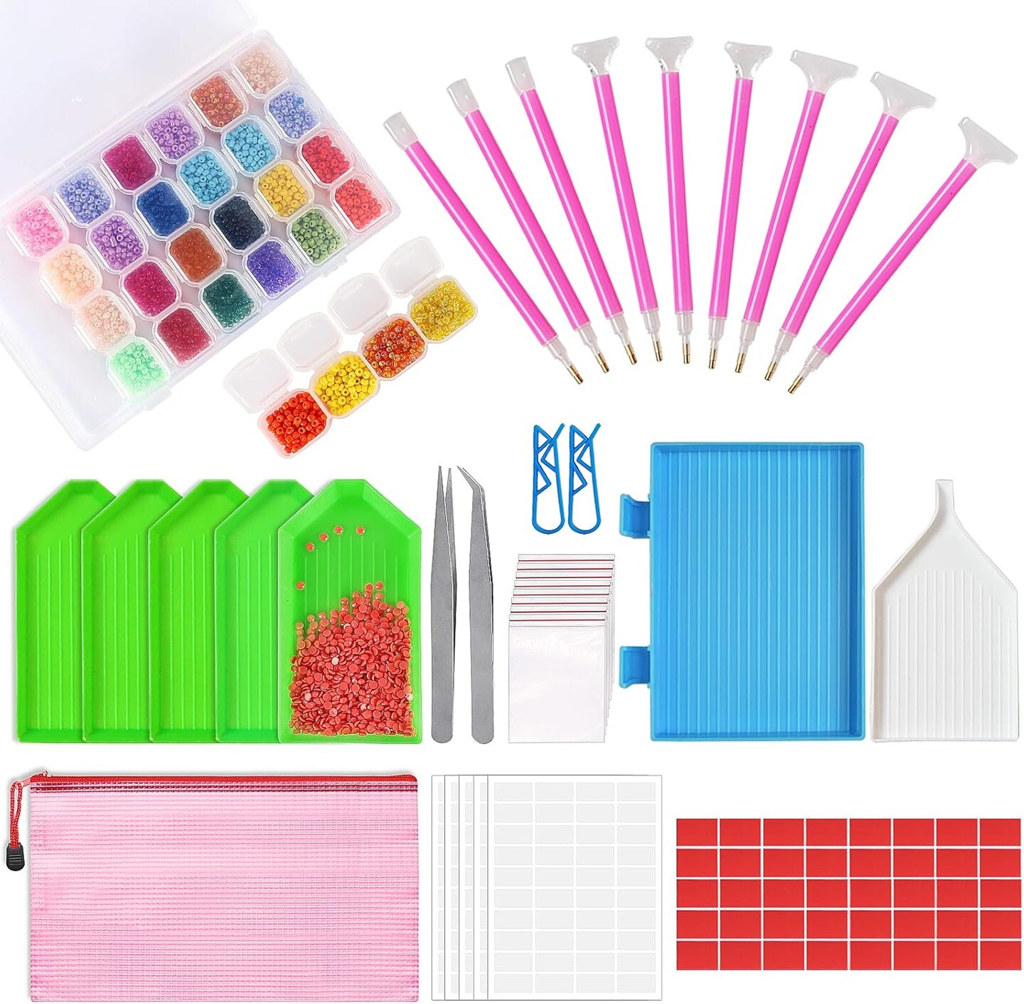 117pcs 5D DIY Diamond Painting Tools and Accessories Kits with Diamond Embroidery Box and Multiple Sizes Painting Pens for Adults to Make Art Craft